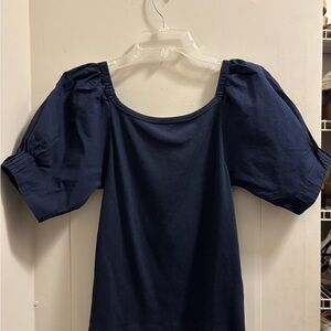 J. Crew Blue Puff Sleeve Blouse